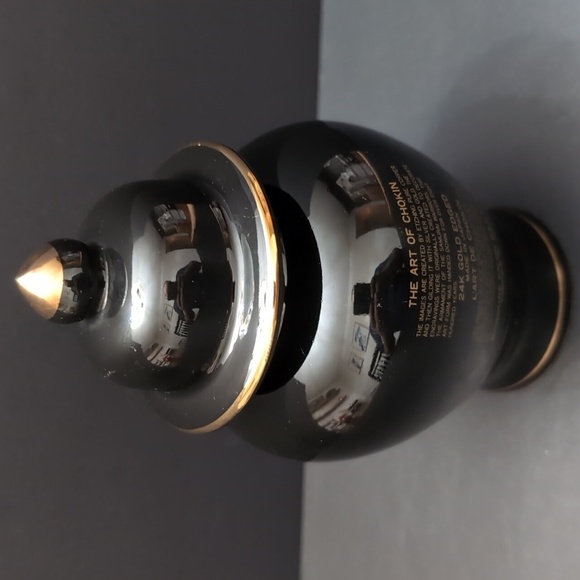 Vintage Japanese Art Of Chokin 24kt Gold Black Porcelain Lidded Jar. - Picture 4 of 11